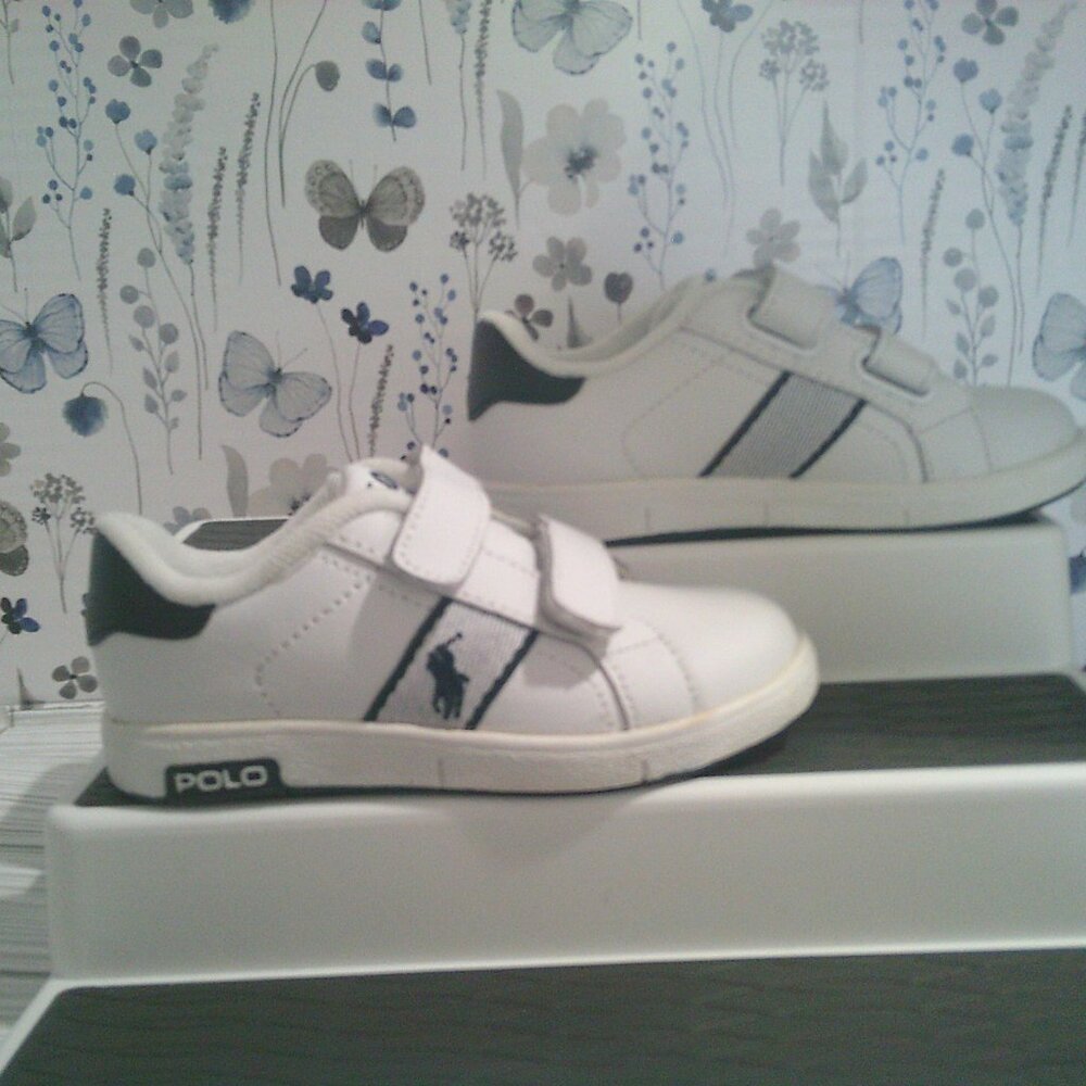 Polo Ralph Lauren Boys 999671 Courtster Ez Sneaker 7 White/Navy Blue